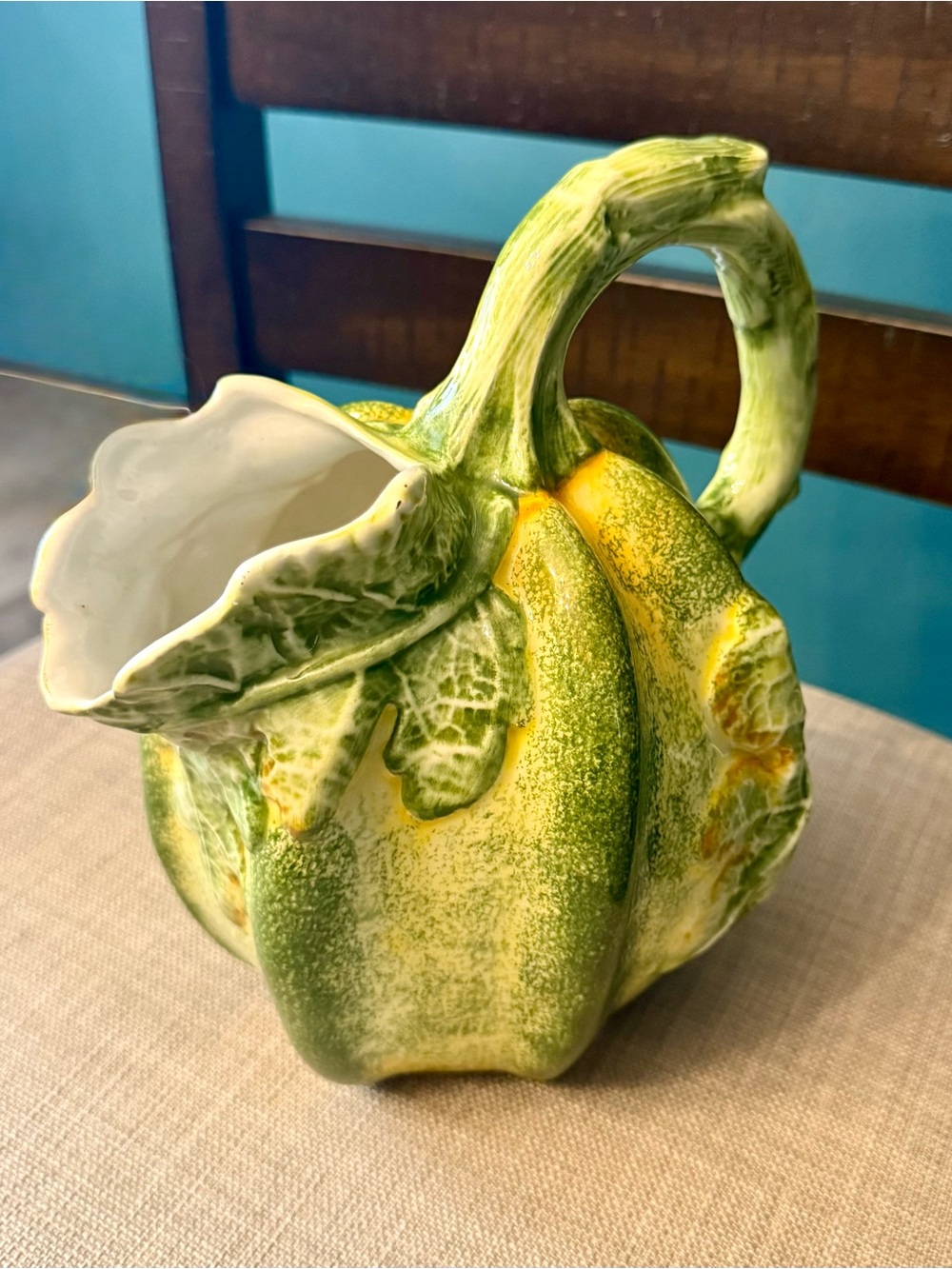 Vintage San Marco Nove Italy Ceramic Gourd Pitcher Hand Painted